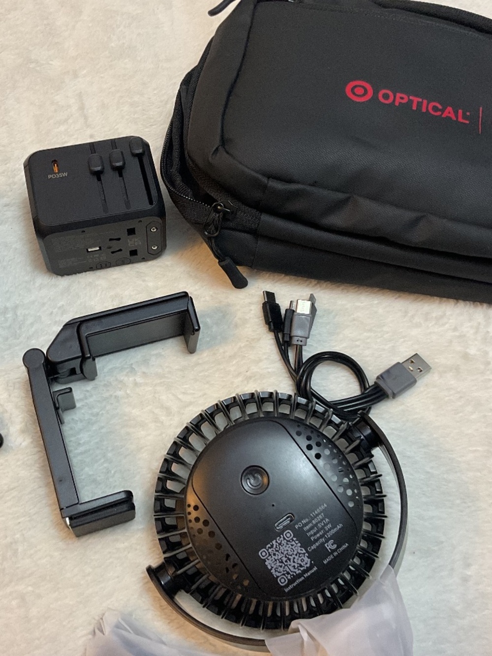 OPTICAL OD Tech Organizer Travel Bundle - Charger, Fan & Phone Mount